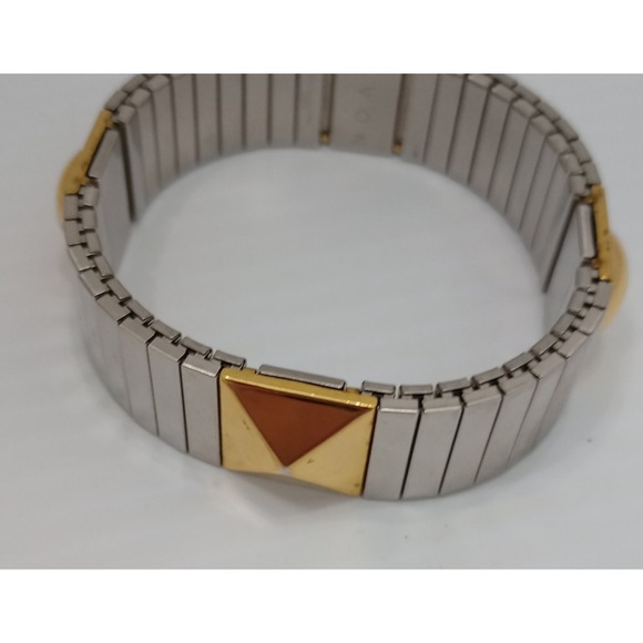 AVON Stretch Bracelet Two Tone Gold Silver Pyramid Stud 7-8" - Picture 4 of 9